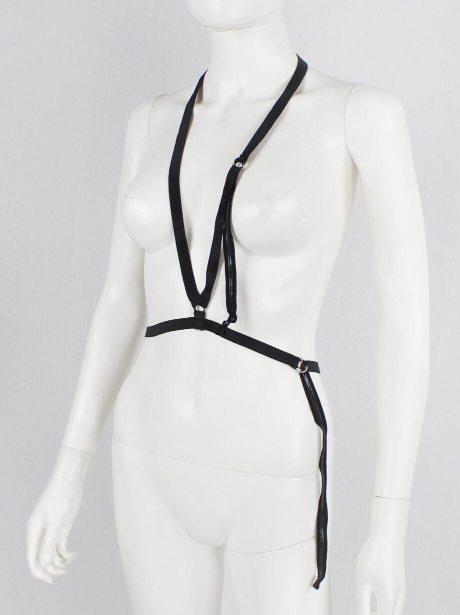 Maison Martin Margiela black elastic body harness with metal rings spring 1998 (9)