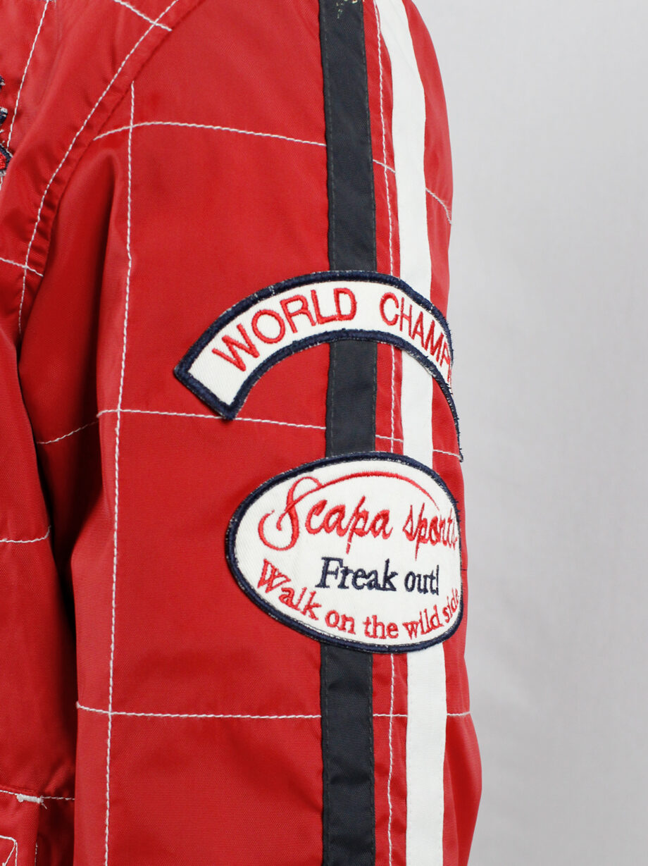 Walter Van Beirendonck for Scapa red F1 jacket with blue and white stripes and patches (10)