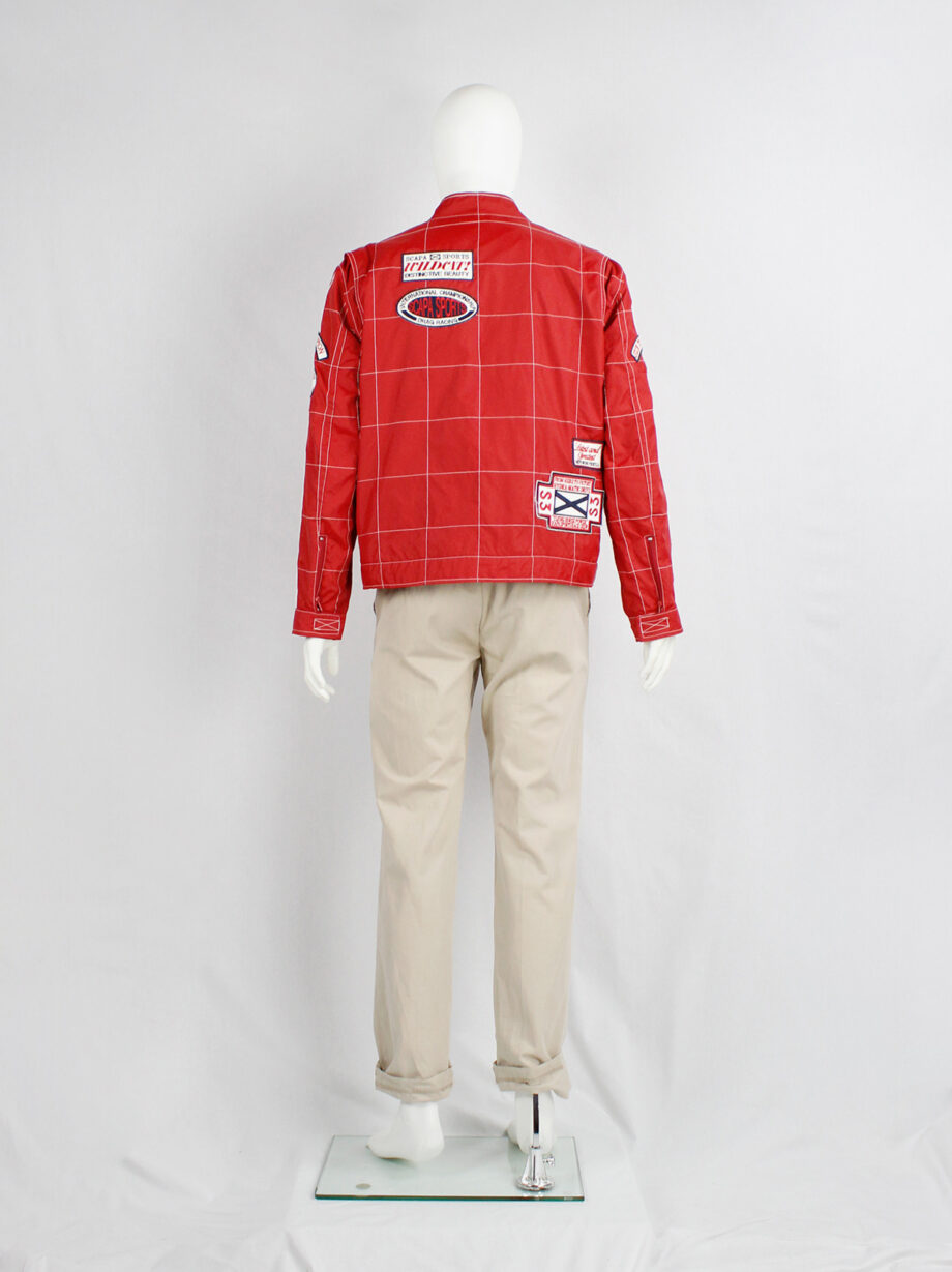 Walter Van Beirendonck for Scapa red F1 jacket with blue and white stripes and patches (14)