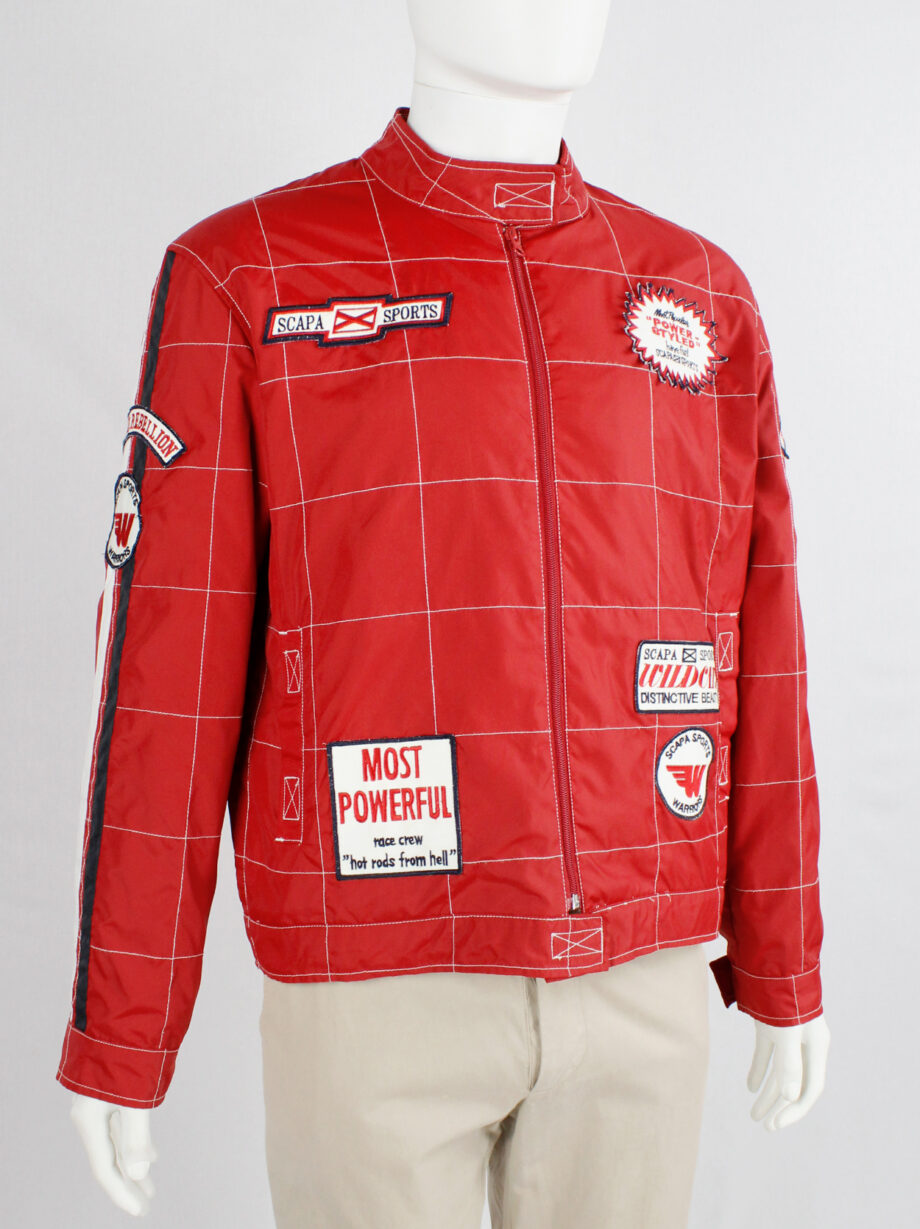 Walter Van Beirendonck for Scapa red F1 jacket with blue and white stripes and patches (8)