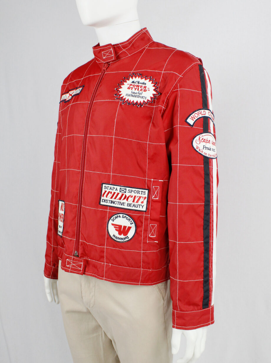 Walter Van Beirendonck for Scapa red F1 jacket with blue and white stripes and patches (9)