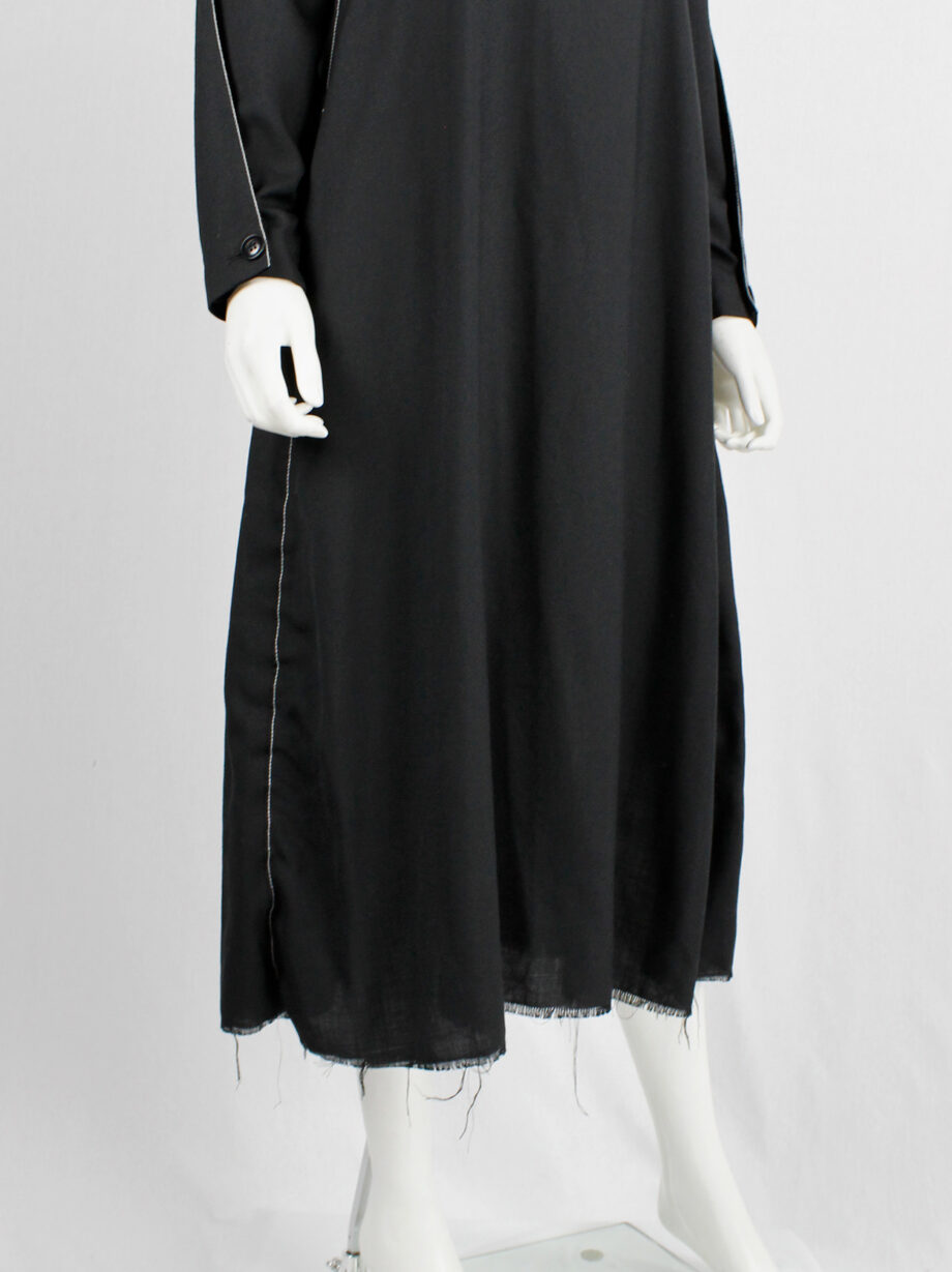 Y’s Yohji Yamamoto black maxi turtleneck dress with white stitching along the sides (10)