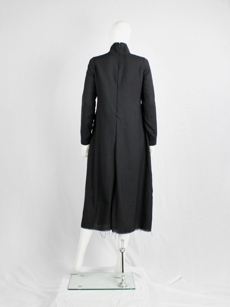 Y’s Yohji Yamamoto black maxi turtleneck dress with white stitching along the sides (12)