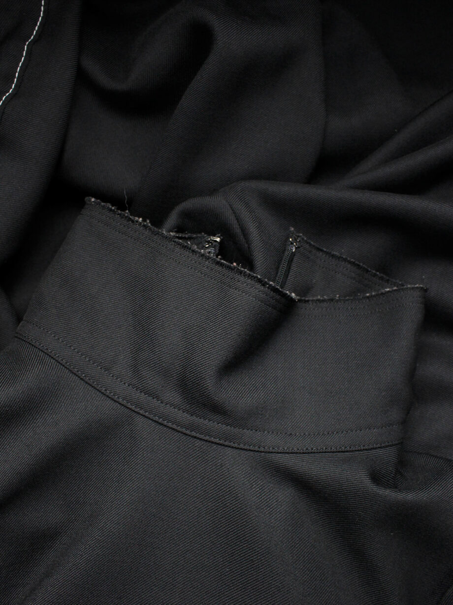 Y’s Yohji Yamamoto black maxi turtleneck dress with white stitching along the sides (13)