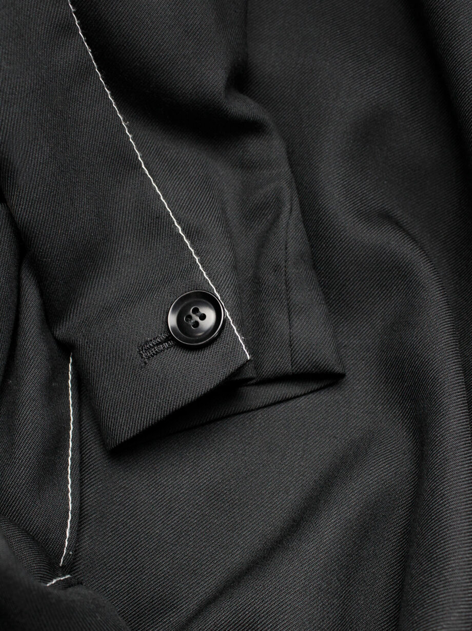 Y’s Yohji Yamamoto black maxi turtleneck dress with white stitching along the sides (17)