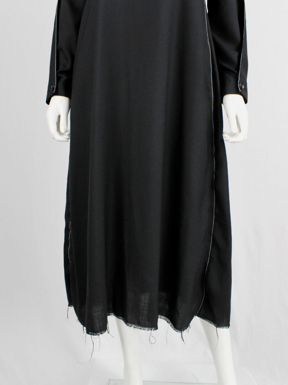 Y’s Yohji Yamamoto black maxi turtleneck dress with white stitching along the sides (2)