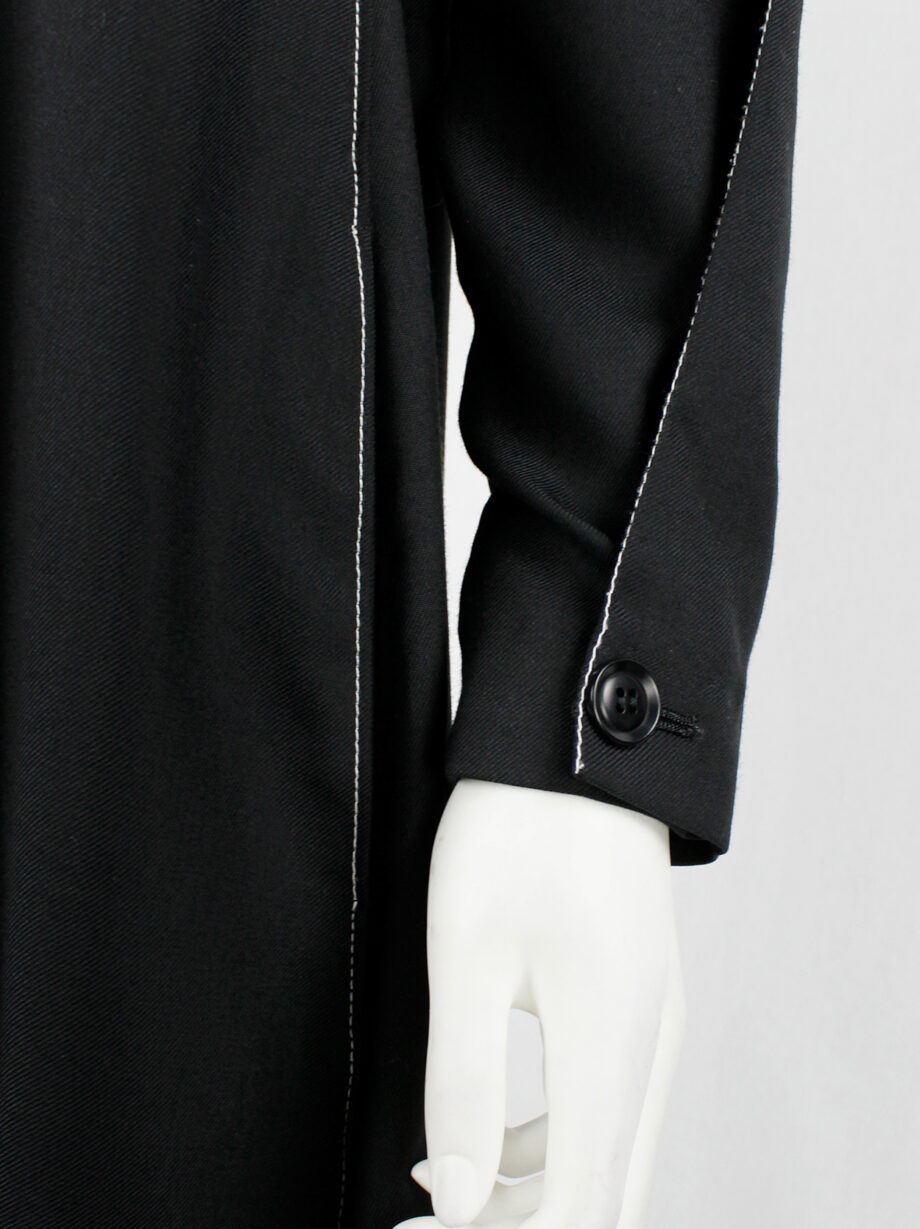 Y’s Yohji Yamamoto black maxi turtleneck dress with white stitching along the sides (4)