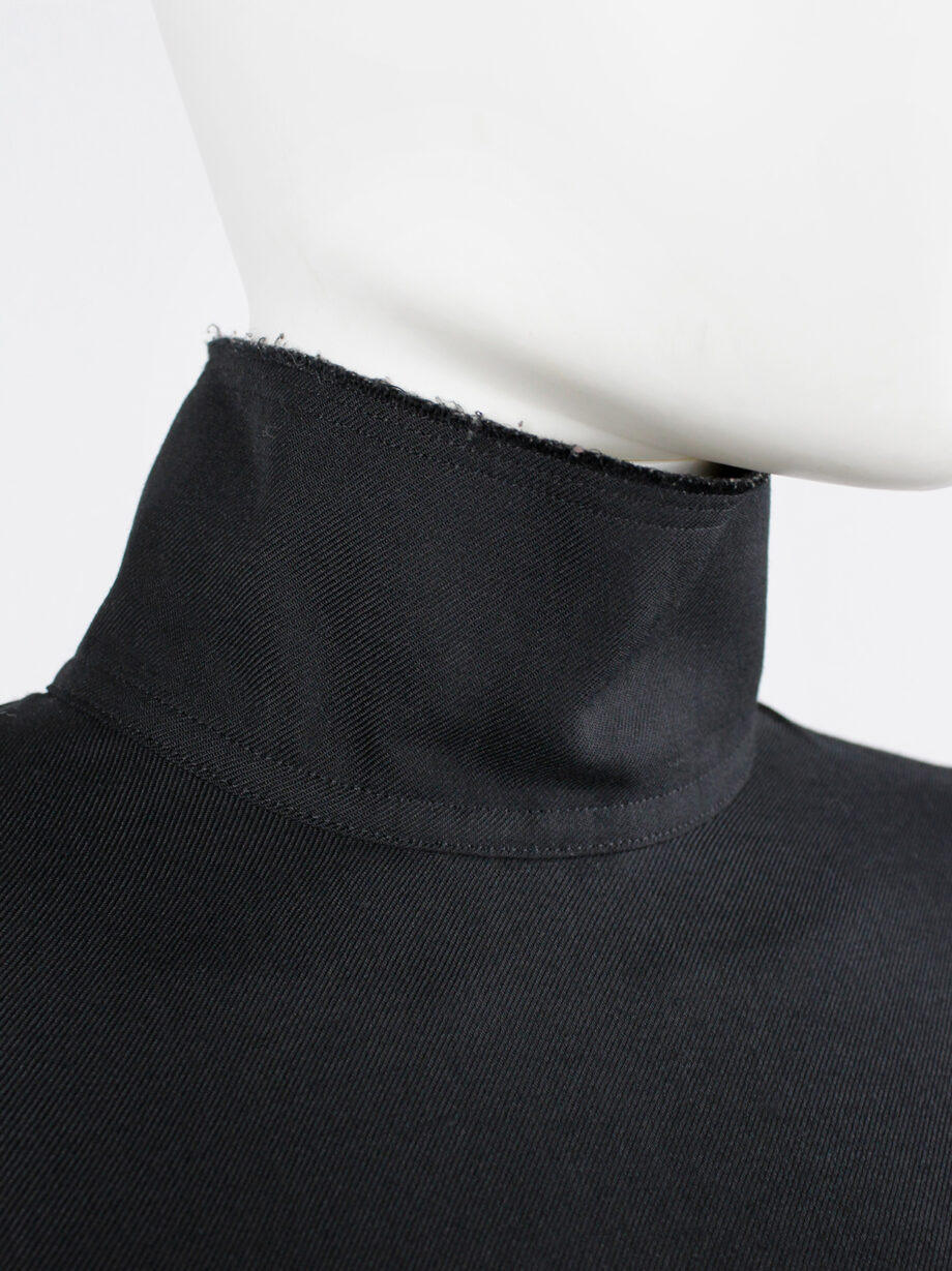 Y’s Yohji Yamamoto black maxi turtleneck dress with white stitching along the sides (6)