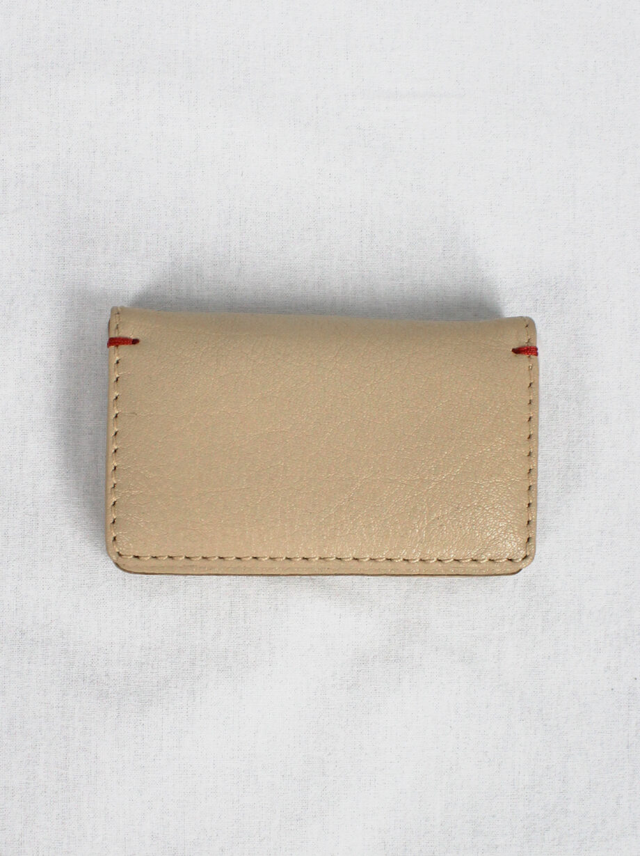af Vandevorst beige leather card holder with red stitches (3)