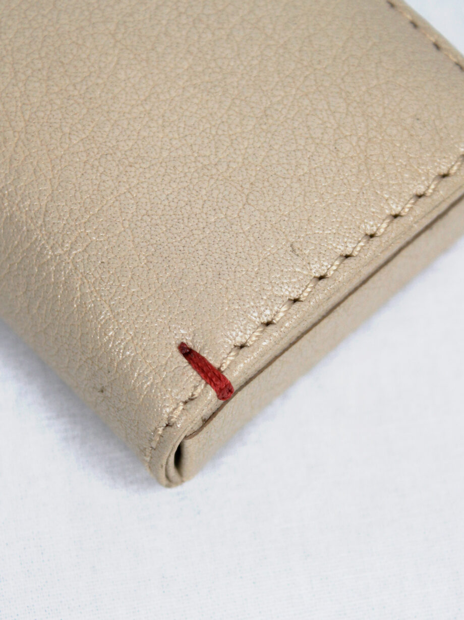 af Vandevorst beige leather card holder with red stitches (9)