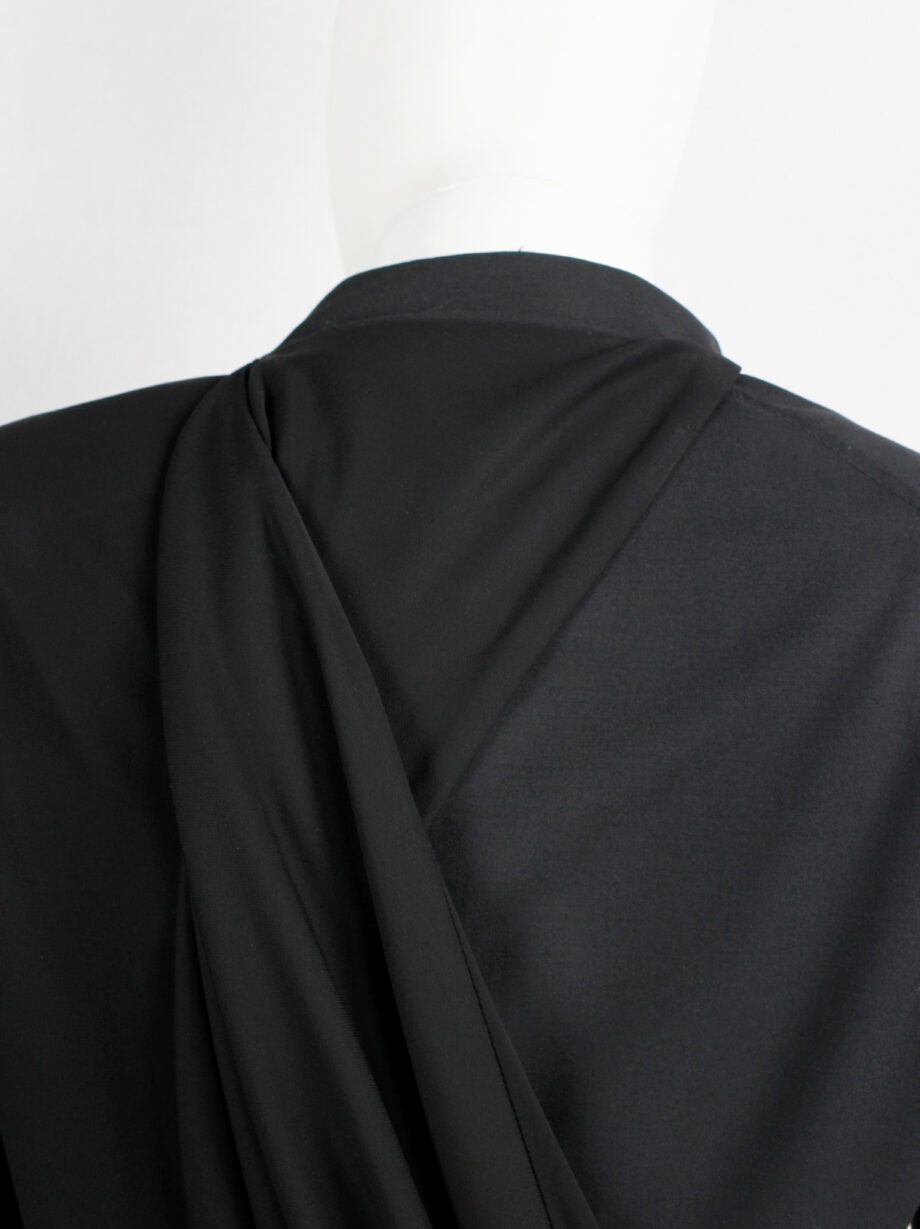 af Vandevorst black biker jacket in two fabrics with draped sash fall 2010 (13)