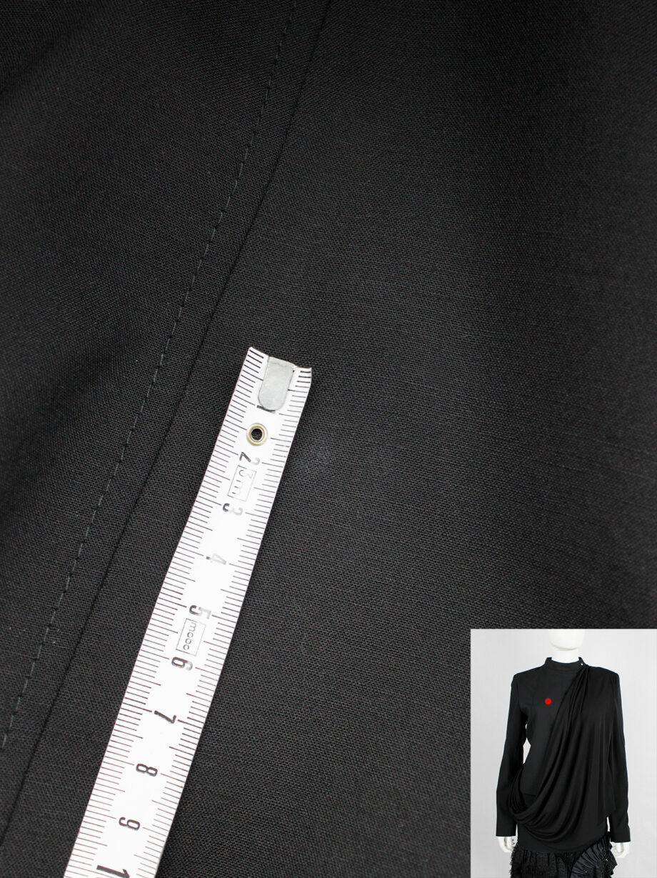af Vandevorst black biker jacket in two fabrics with draped sash fall 2010 (3)