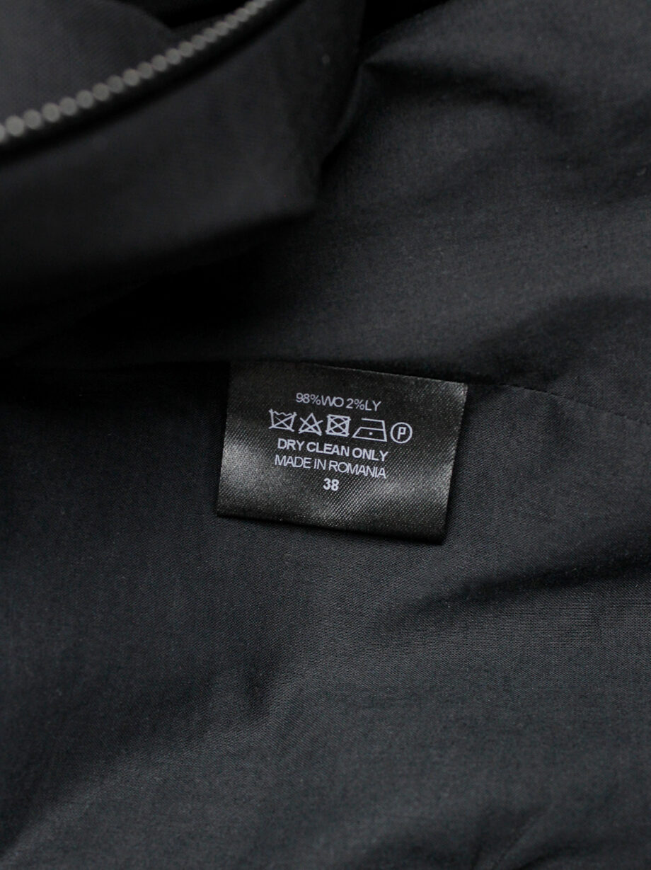 af Vandevorst black biker jacket in two fabrics with draped sash fall 2010 (6)