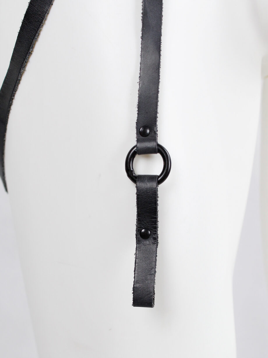 af Vandevorst black double belt with metal rings strap and cross charm spring 2010 (1)