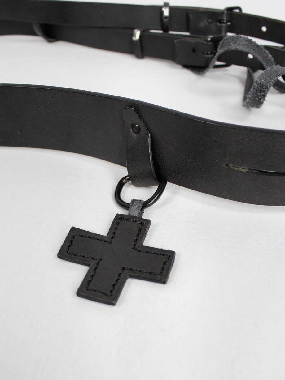 af Vandevorst black double belt with metal rings strap and cross charm spring 2010 (11)