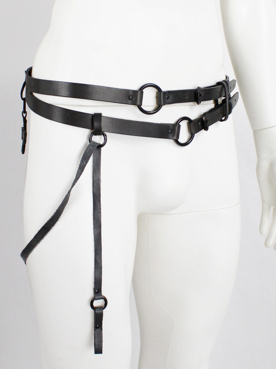 af Vandevorst black double belt with metal rings strap and cross charm spring 2010 (3)