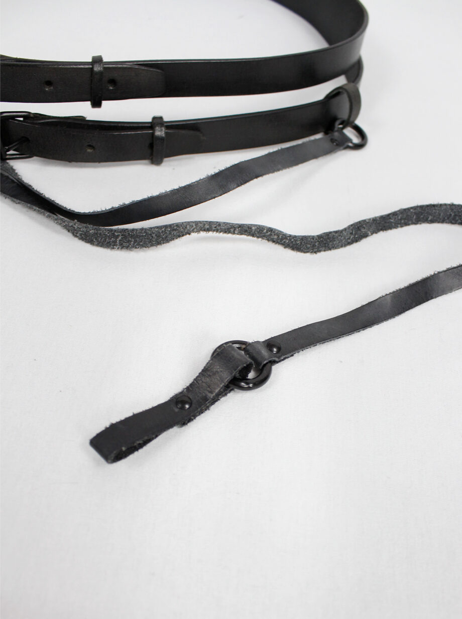 af Vandevorst black double belt with metal rings strap and cross charm spring 2010 (8)
