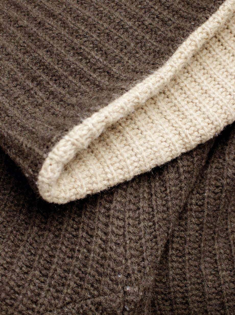 af Vandevorst brown and beige inside out jumper with zipped sleeves fall 2000 (1)