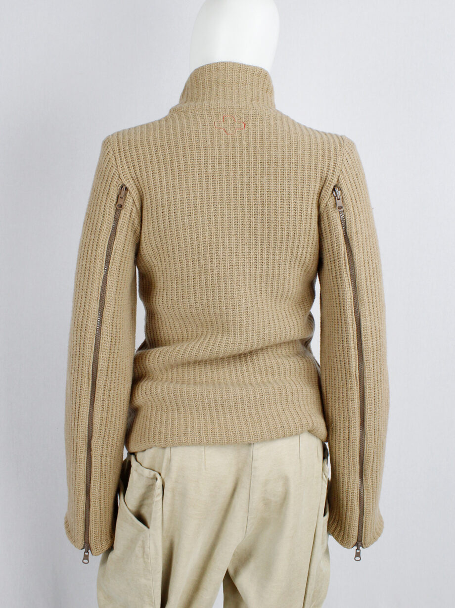 af Vandevorst brown and beige inside out jumper with zipped sleeves fall 2000 (17)