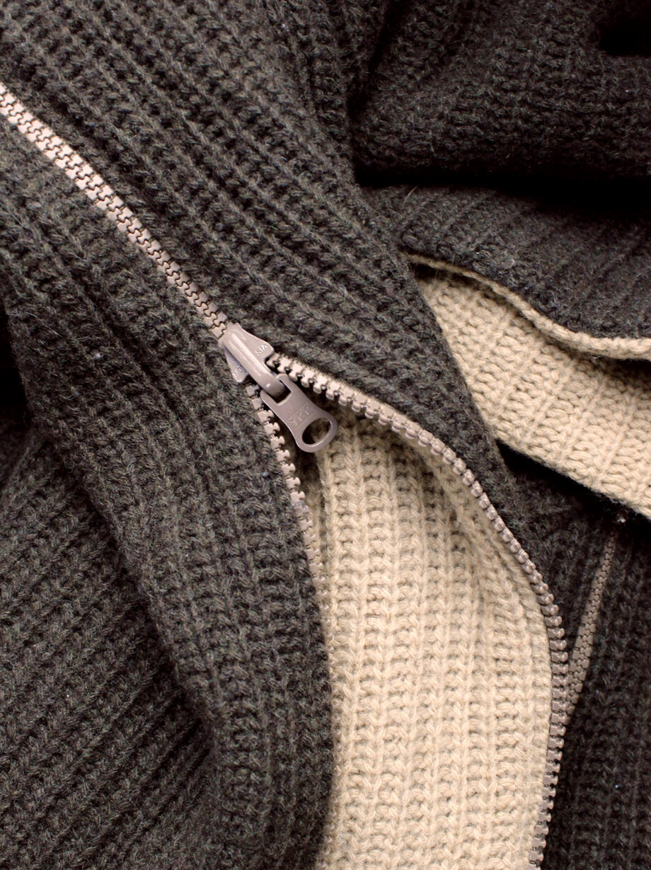 af Vandevorst brown and beige inside out jumper with zipped sleeves fall 2000 (2)
