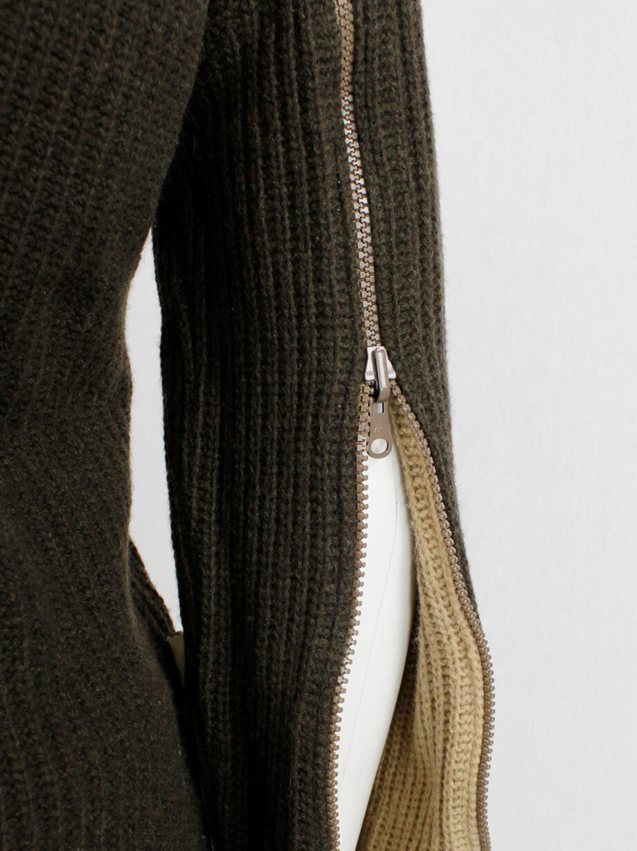 af Vandevorst brown and beige inside out jumper with zipped sleeves fall 2000 (25)