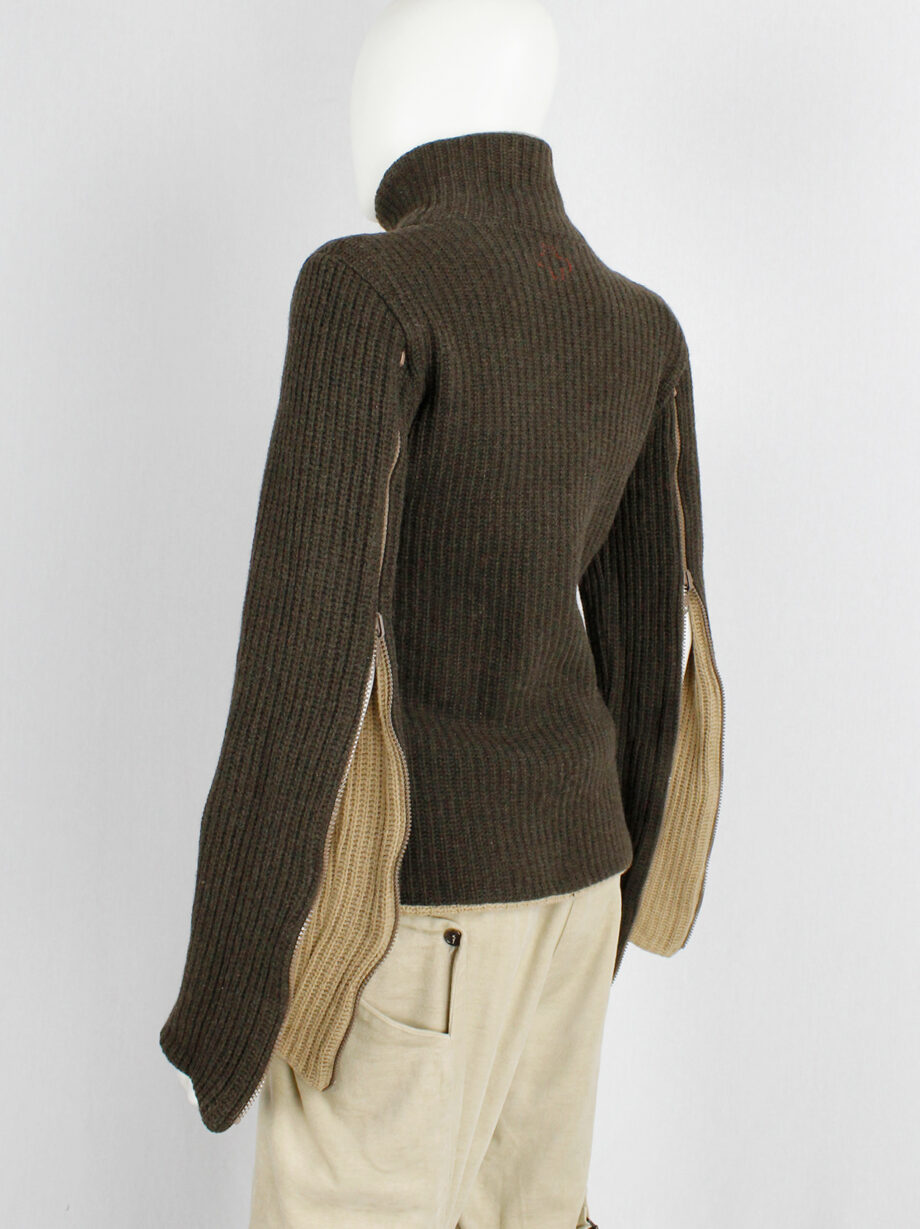 af Vandevorst brown and beige inside out jumper with zipped sleeves fall 2000 (26)