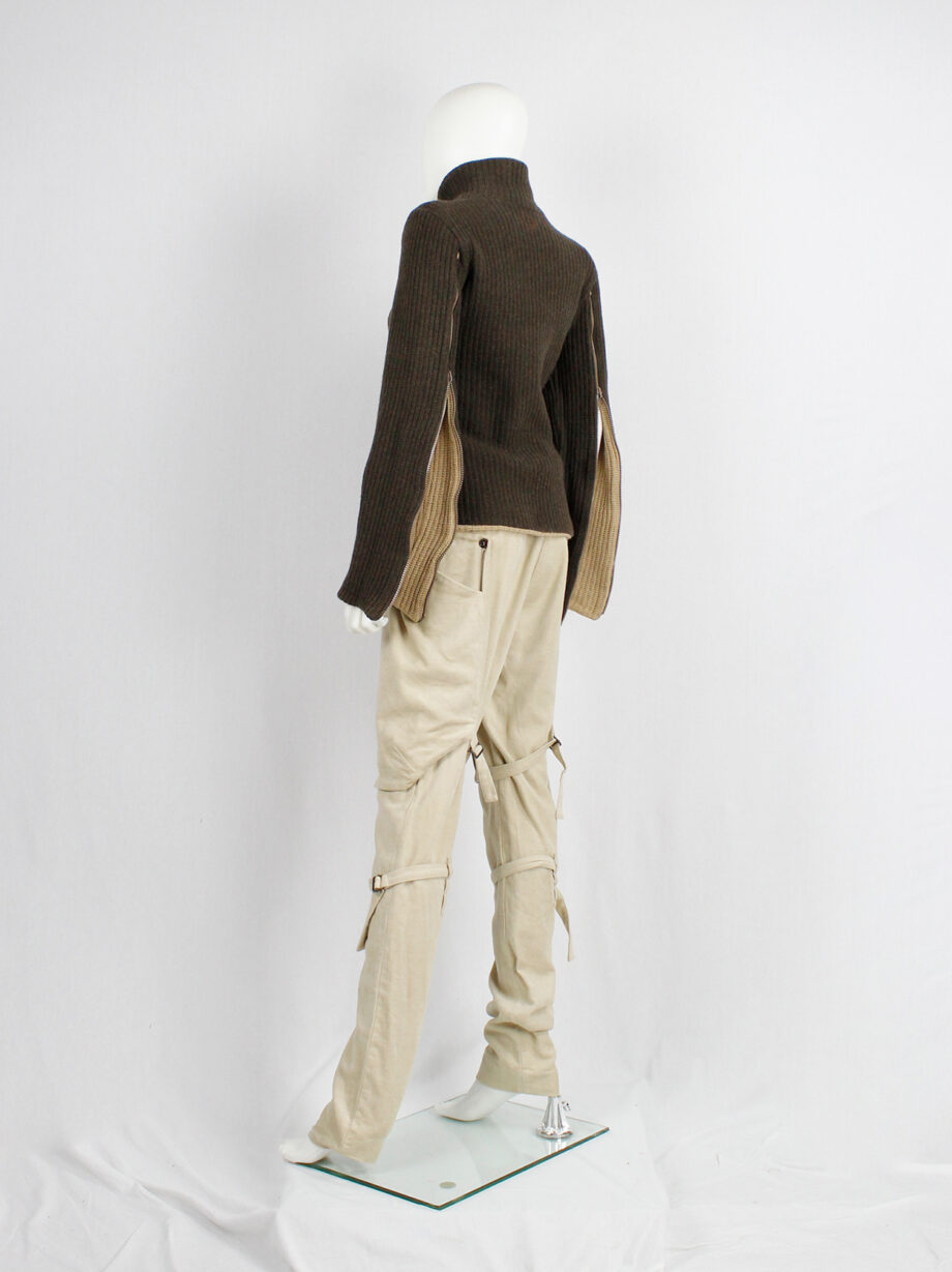 af Vandevorst brown and beige inside out jumper with zipped sleeves fall 2000 (27)