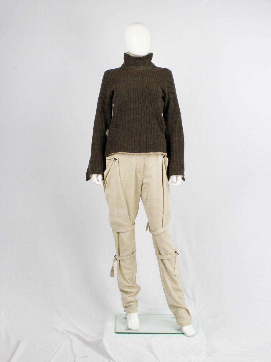 af Vandevorst brown and beige inside out jumper with zipped sleeves fall 2000 (28)