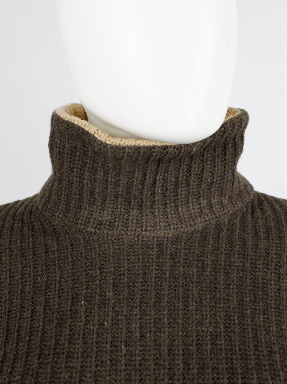 af Vandevorst brown and beige inside out jumper with zipped sleeves fall 2000 (31)