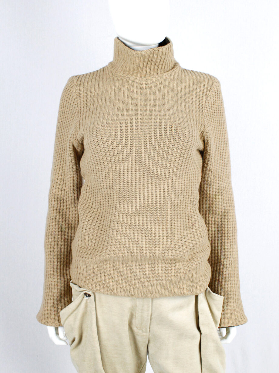 af Vandevorst brown and beige inside out jumper with zipped sleeves fall 2000 (7)