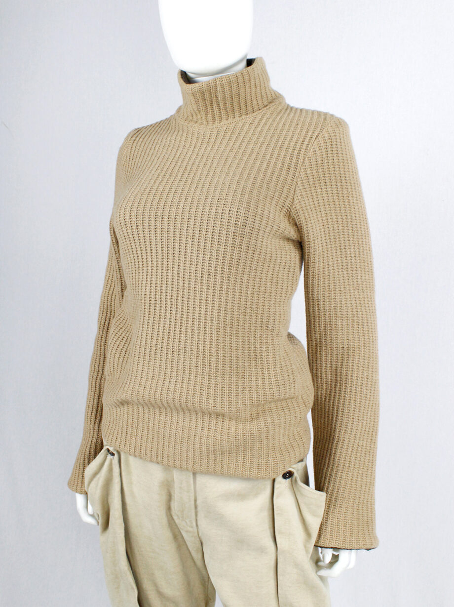 af Vandevorst brown and beige inside out jumper with zipped sleeves fall 2000 (8)