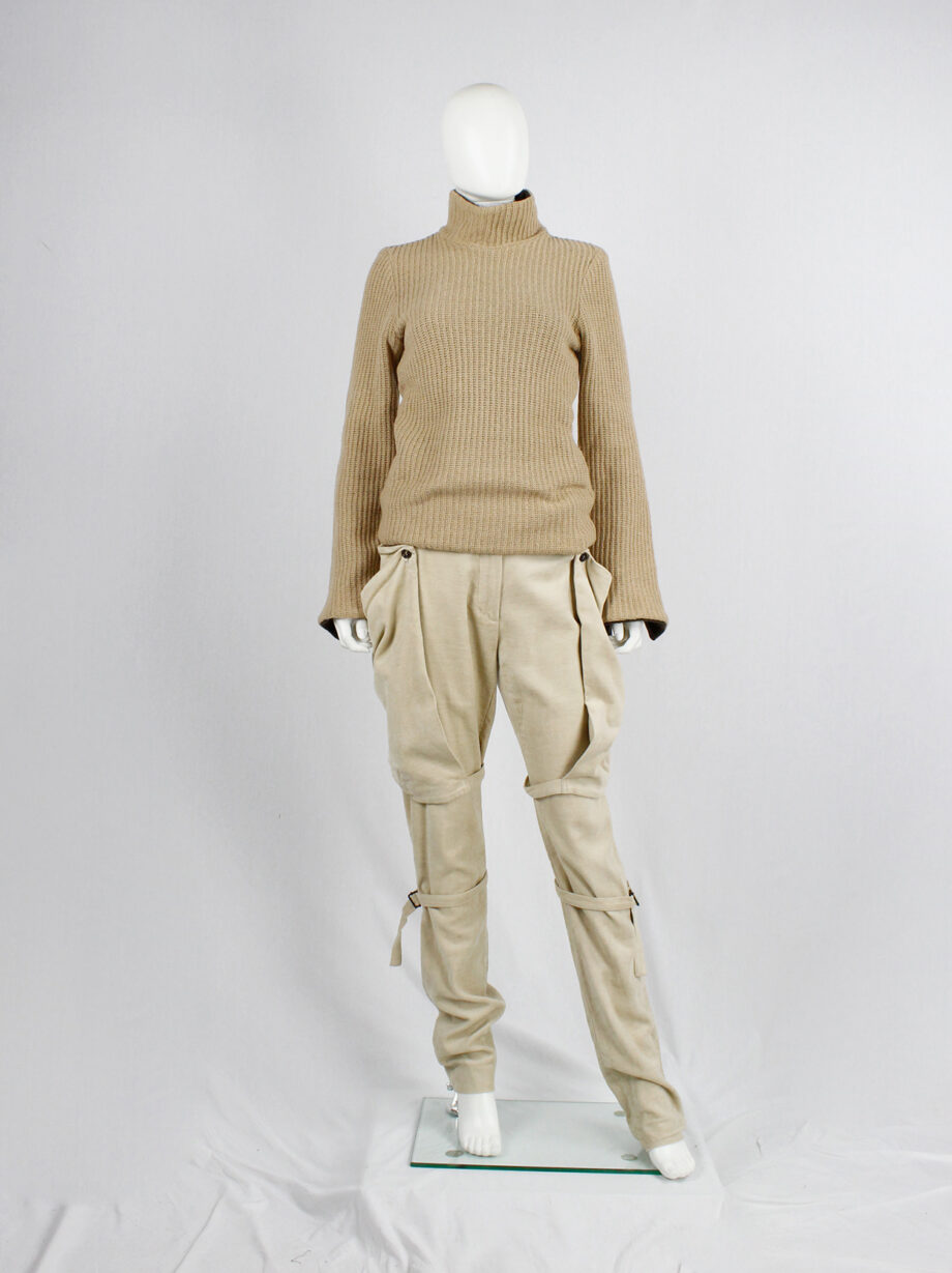 af Vandevorst brown and beige inside out jumper with zipped sleeves fall 2000 (9)