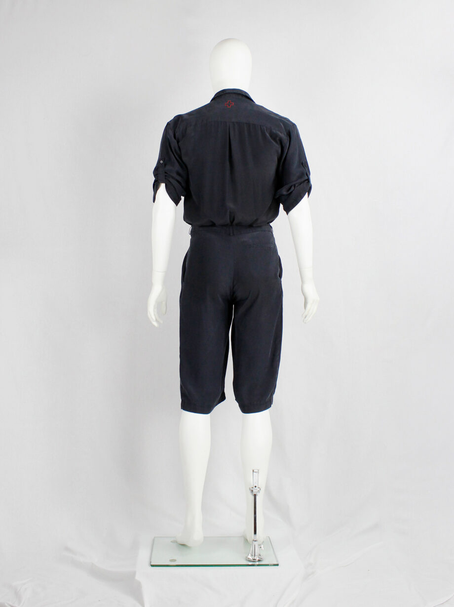 af Vandevorst dark blue silk jumpsuit with slanted belt spring 2008 (13)