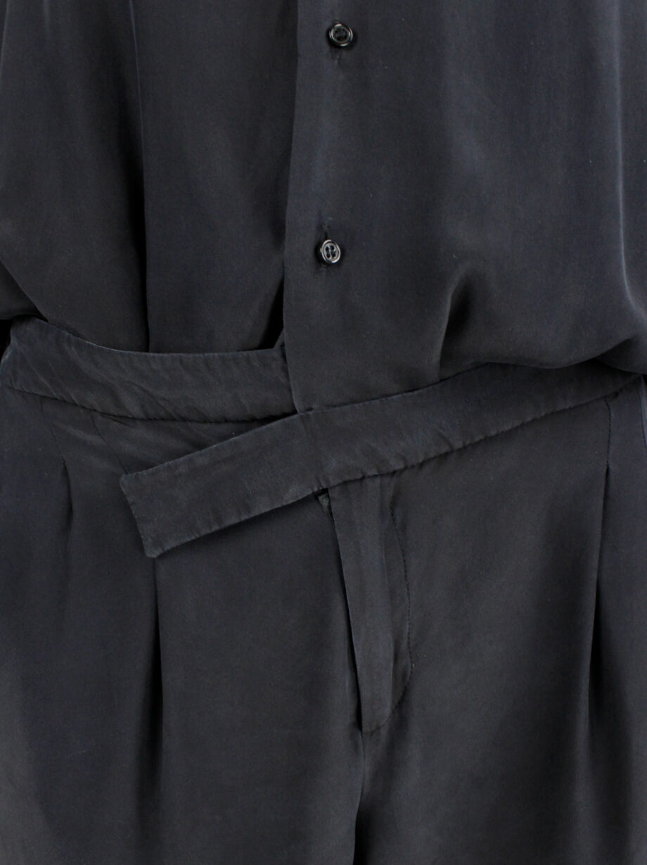 af Vandevorst dark blue silk jumpsuit with slanted belt spring 2008 (17)