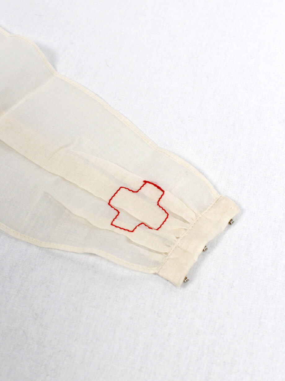 af Vandevorst off-white sheer lingerie choker with embroidered red cross spring 1999 (14)