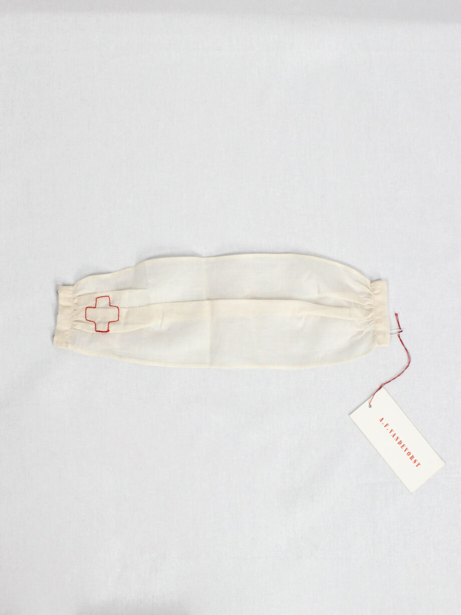 af Vandevorst off-white sheer lingerie choker with embroidered red cross spring 1999 (5)