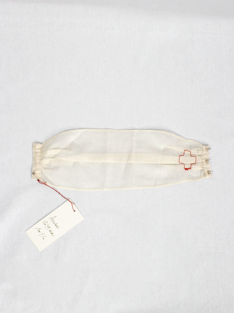 af Vandevorst off-white sheer lingerie choker with embroidered red cross spring 1999 (9)