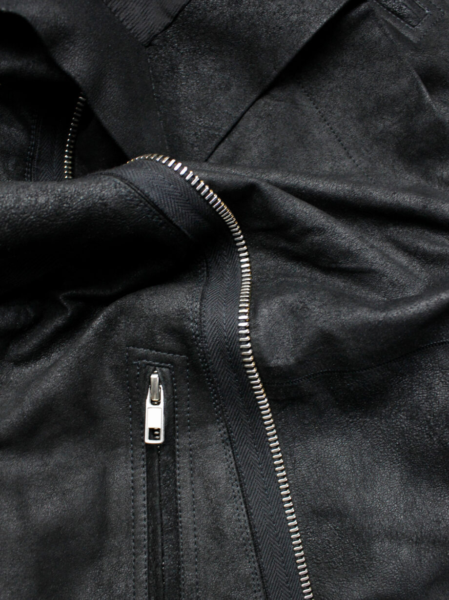 vintage Rick Owens black blistered leather vest with silver pearls along the shoulders (4)