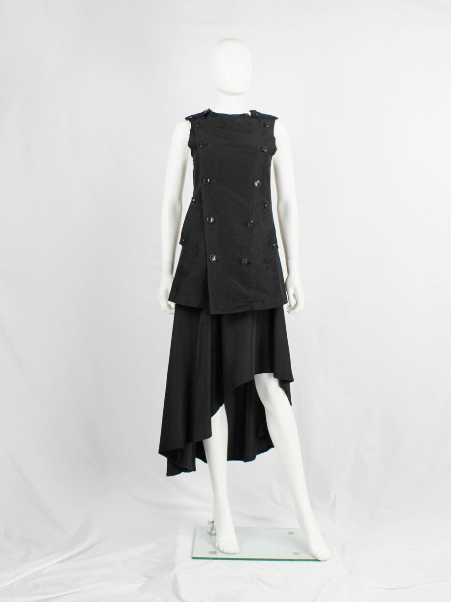 ys Yohji Yamamoto black double breasted vest with open back and removable collar (1)