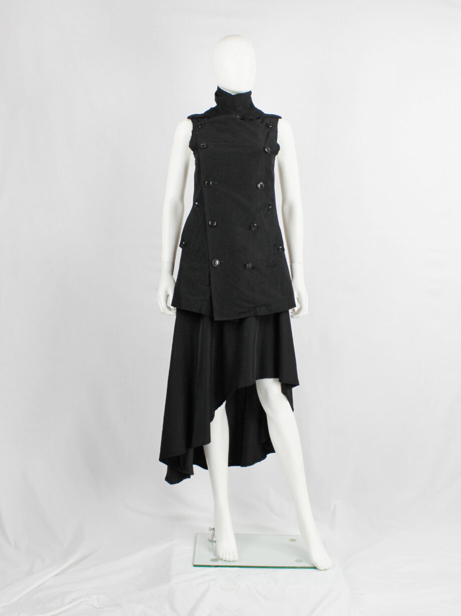 ys Yohji Yamamoto black double breasted vest with open back and removable collar (12)