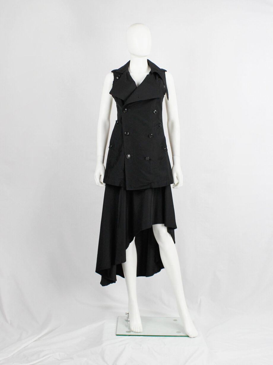 ys Yohji Yamamoto black double breasted vest with open back and removable collar (13)