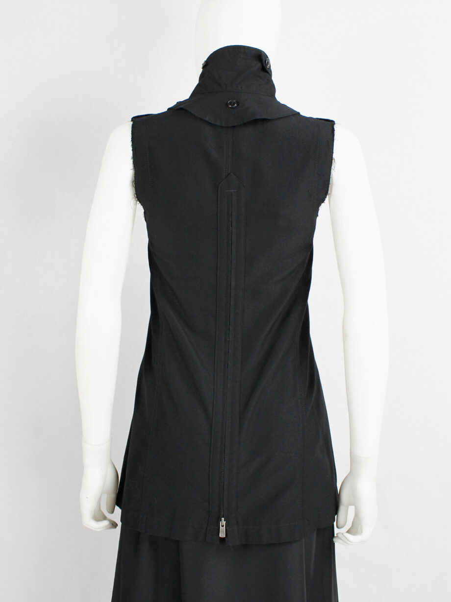 ys Yohji Yamamoto black double breasted vest with open back and removable collar (20)