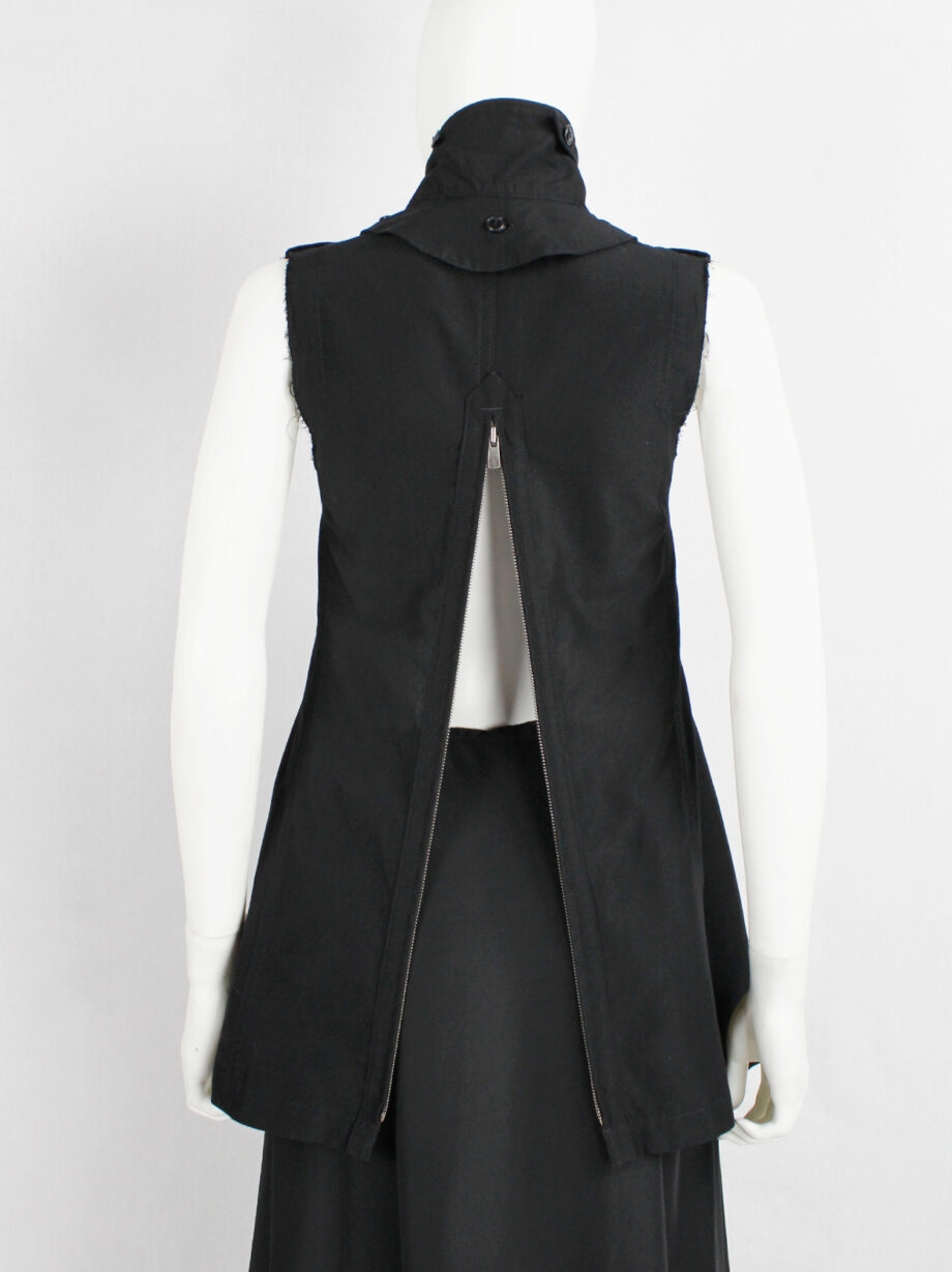 ys Yohji Yamamoto black double breasted vest with open back and removable collar (23)