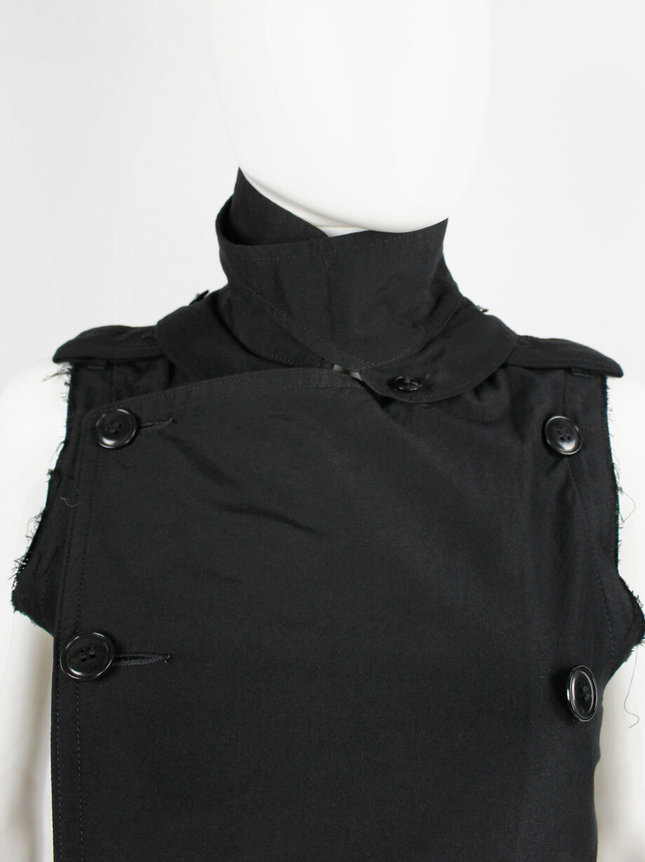 ys Yohji Yamamoto black double breasted vest with open back and removable collar (8)