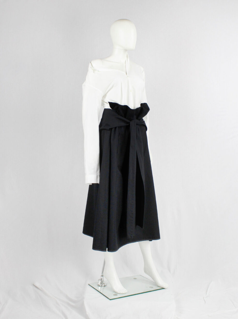 ys Yohji Yamamoto black voluminous skirt with front ties and paperbag waist (2)