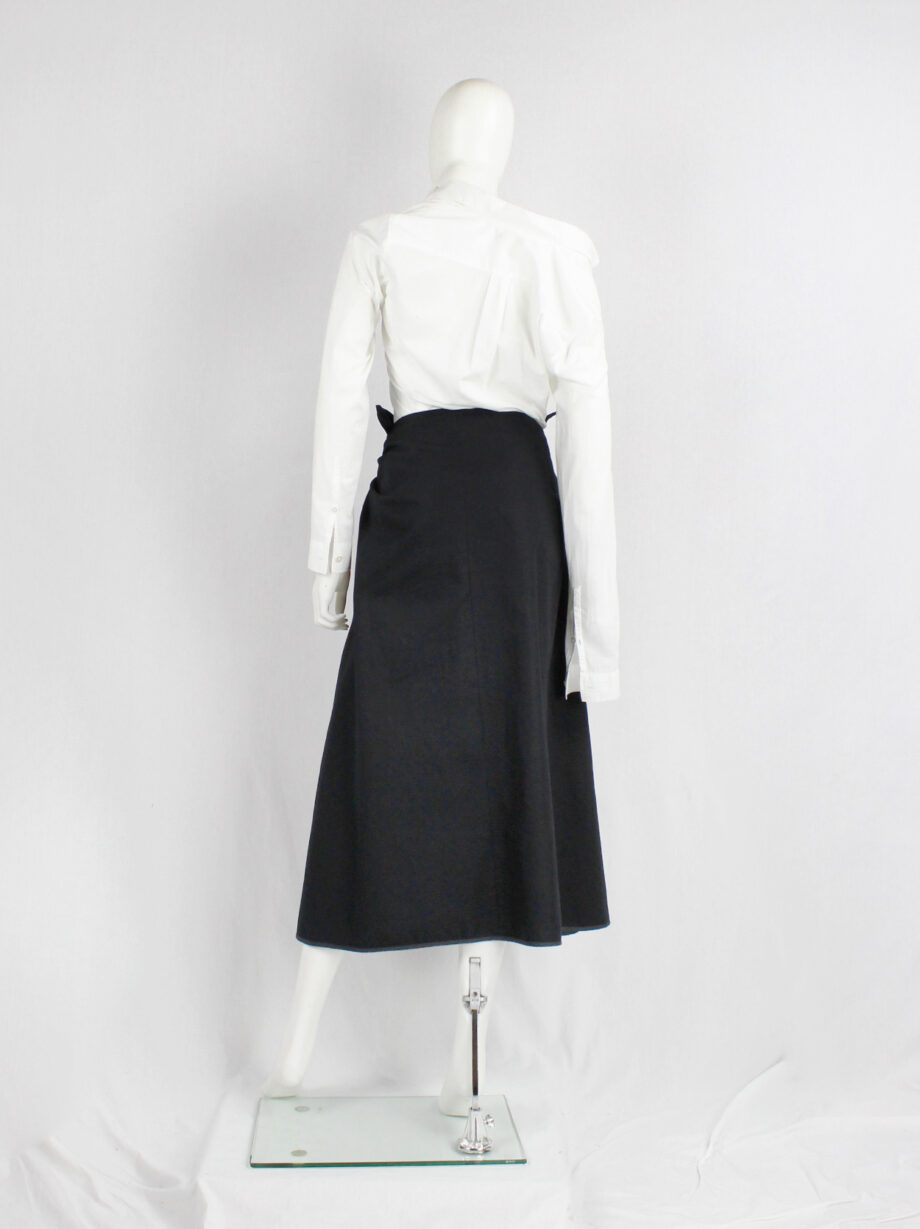 ys Yohji Yamamoto black voluminous skirt with front ties and paperbag waist (4)