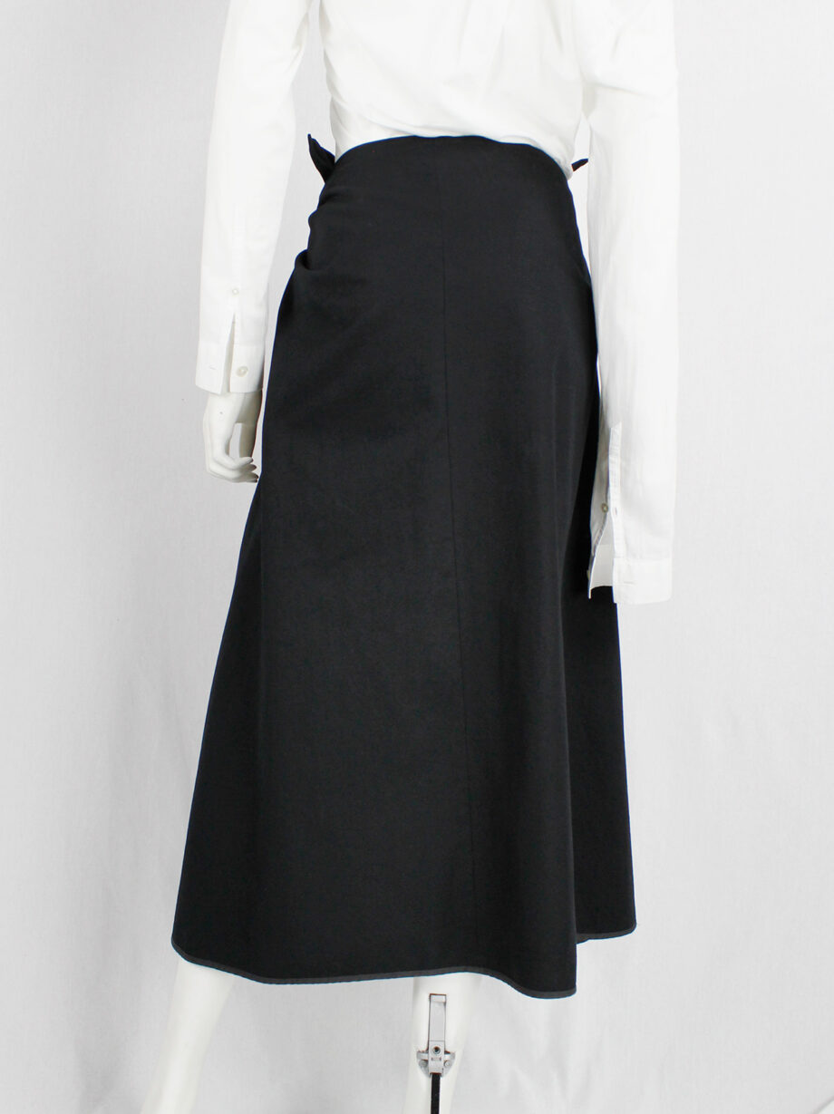 ys Yohji Yamamoto black voluminous skirt with front ties and paperbag waist (5)