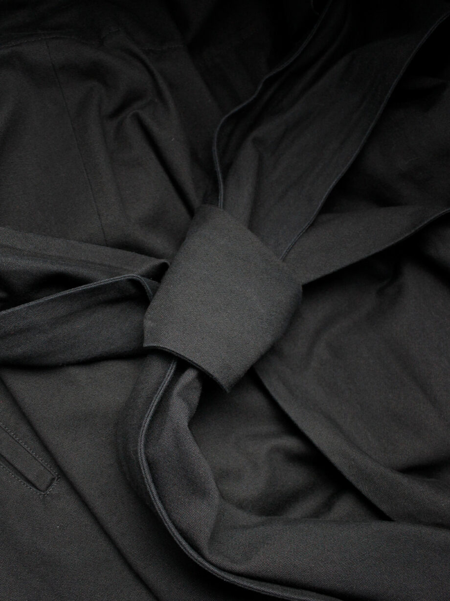 ys Yohji Yamamoto black voluminous skirt with front ties and paperbag waist (6)