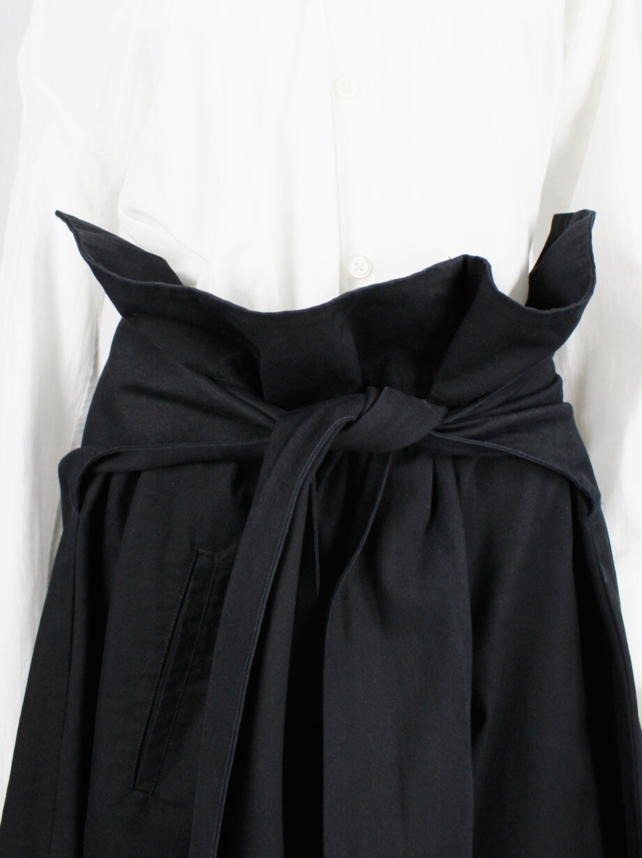 ys Yohji Yamamoto black voluminous skirt with front ties and paperbag waist (9)