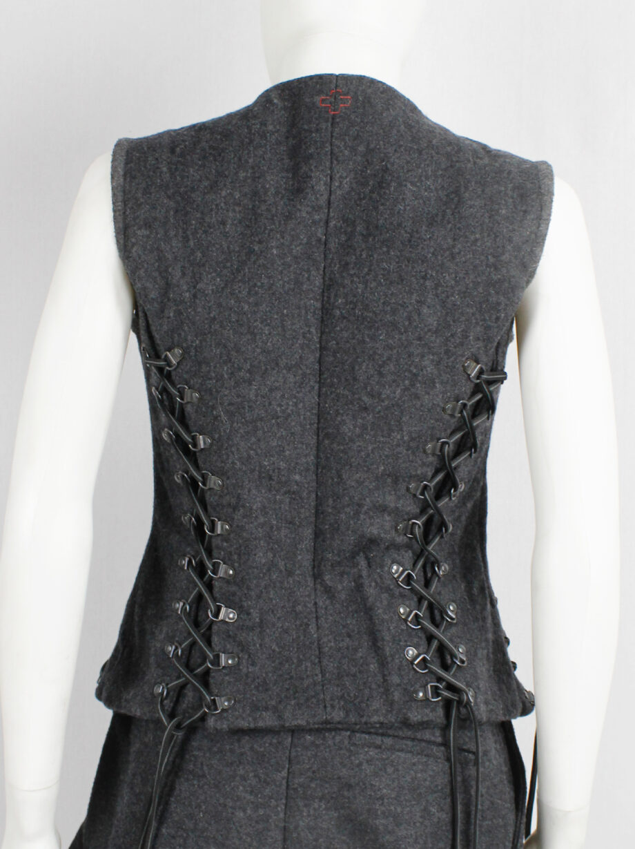 A.F. Vandevorst grey felt and metal vest with corset lacing fall 2015 (10)